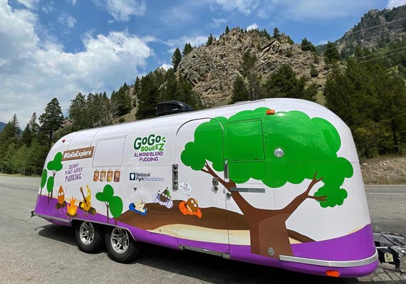 GoGo Squeez wrapped Airstream promotional marketing trailer