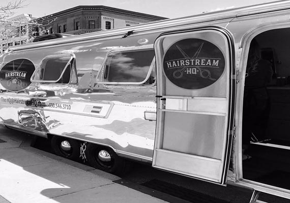 Hairstream HQ Airstream mobile barber shop