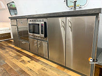 self contained sink, microwave unit in Airstream