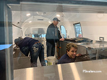 Ruth family working on Airstream bar trailer