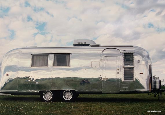 Airstream trailer polished