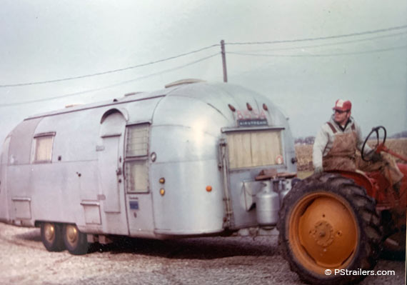 Steve Ruth moving Airstream w/tractor 1970