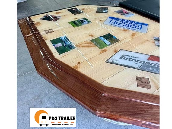 Serving bar made from Airstream back end