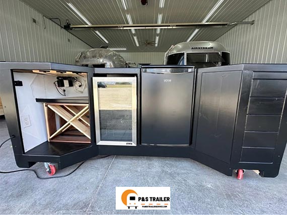 Serving bar made from Airstream back end