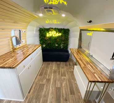 The Fab Tap Airstream bar trailer interior