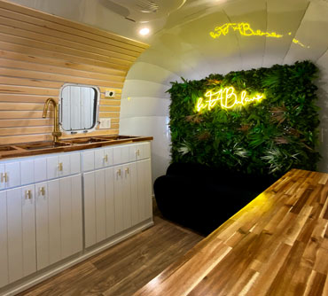 The Fab Tap Airstream bar trailer interior