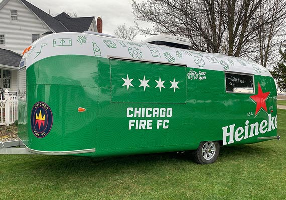 Heineken beer Chicago Fire promotion trailer green wrapped