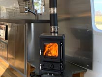 wood burning stove in Airstream