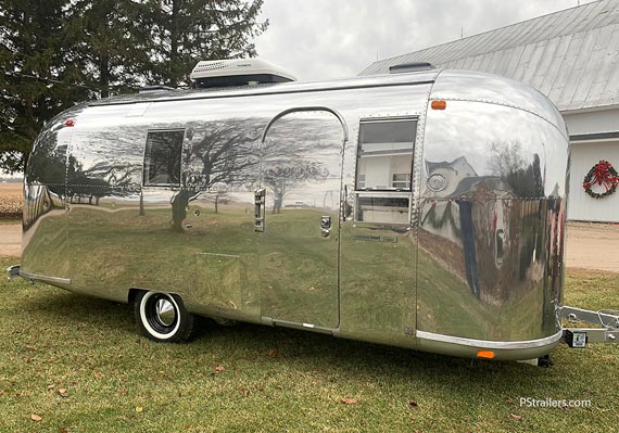 Airstream trailer after polishing and repairs.